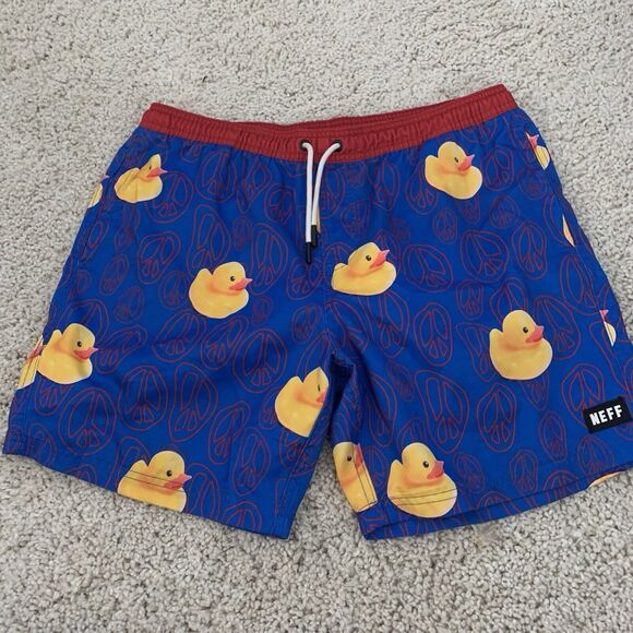 Neff Other - Neff Shorts Mens XL Rubber Ducky Blue Drawstring Elastic Waist Pockets